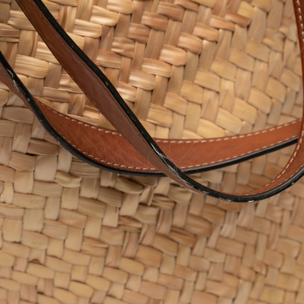Pre-Loved Celine Large Raffia Cuir Triomphe Classic Panier Tote - Picture 8 of 12
